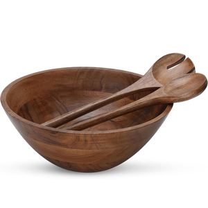ชามไม้สีน้ำตาลแบบดั้งเดิมขัดเงาทำมือ รูปทรงลึก สำหรับเสิร์ฟซุปหรือผลไม้ ด้วยวิธีที่ยั่งยืน - Product Image 1