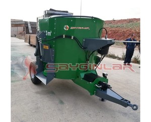 Nuevo 3m3 Tractor mezclador de alimentación arrastrado PTO accionado con cargador trasero de puerta de descarga hidráulica - Product Image 5