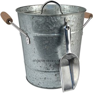 Silver Shiny Polished Stainless Steel Round Shape Custom Ice Bucket Beverage Tub With Gold Plated Tong & Other Items From India - Product Image 3