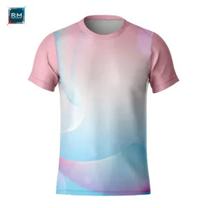 Camiseta ajustada informal para hombre con estampado de sublimación personalizado de manga corta/camiseta de sublimación con logotipo personalizado para hombre servicio OEM