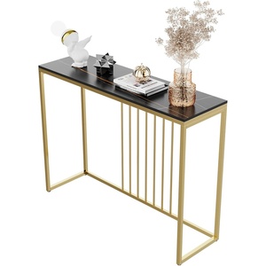 <b>Gold</b> Plated Metal Console <b>Table</b> with Marble Sleek Design for Entryway Living Room or Hallway Deco - Product Image 6