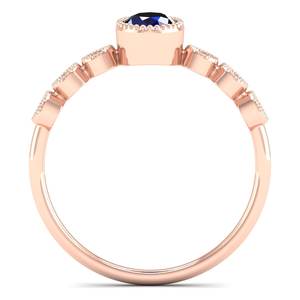 แหวนเงินแท้ 925 ประดับพลอยไพลินสีน้ำเงินทรงรี 0.5 กะรัต สำหรับผู้หญิง แบรนด์ REYES Luxury พร้อมใบรับรอง GRA และเครื่องประดับโมอิสซาไนต์ - Product Image 4