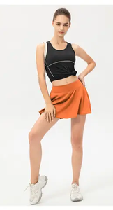 Jupe de tennis pour femmes, été, sport, écologique, anti-UV, séchage rapide, évacuation de l'humidité, respirante, légère, avec logo sur le devant - Product Image 2