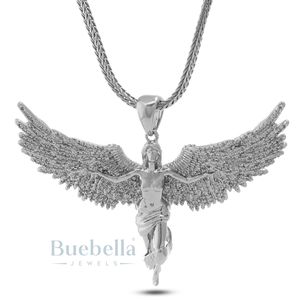 Pendentif Ange Volant en Argent 925 Plaqué Or 14K Style Hip Hop Collier Glacé avec Charms Moissanite - Product Image 4