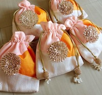 Nouvelle Arrivée : Sac Potli Floral Gota Écologique – Pochette à Bijoux à Cordon pour Cadeau de Fête (Holi, Diwali, Mariage) et Remerciement des Demoiselles d'honneur