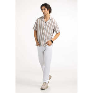 Chemises décontractées pour hommes 100% coton taille XL anti-plis à rayures coupe classique pour le bureau ou la saison estivale - Product Image 2