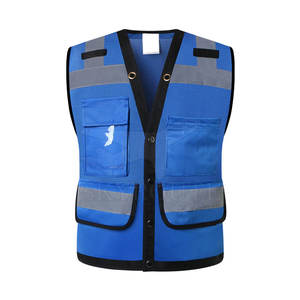 เสื้อกั๊กนิรภัยโพลีเอสเตอร์สะท้อนแสงขายดีที่สุดสำหรับงานอุตสาหกรรมพร้อมกระเป๋าหลายช่อง - Product Image 1