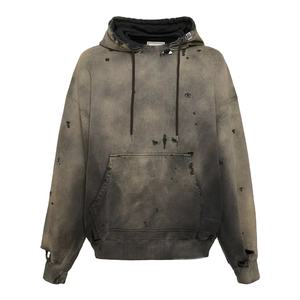 Conjuntos de Sudadera con Capucha y Pantalones Deportivos Holgados para Hombre, Lavado Ácido, Estilo Desgastado, 100% Algodón, Felpa Francesa, Hombros Caídos - Product Image 4