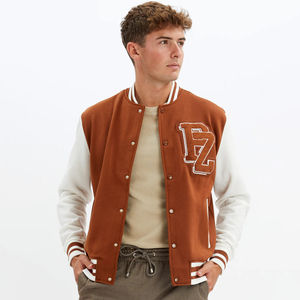 OEM venta al por mayor personalizado Unisex invierno Varsity chaqueta soporte cuello lona Reversible transpirable ecológico algodón Casual béisbol - Product Image 1