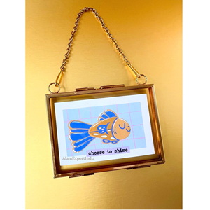 Unique Design <b>Gold</b> Finished Clear Glass Hanging Rectangle Mini <b>Photo</b> <b>Frame</b> Pressed Picture Flower Wall Decorative Home Office - Product Image 5