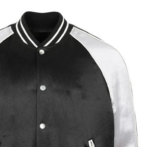 Chaqueta Varsity de Lona para Hombre, Estilo Urbano, Cálida para Invierno, con Cuello Alto, Parches de Chenilla con Logotipo Frontal, Uso Casual - Product Image 3