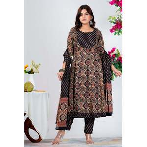 Conjunto de Kurta Floral con Dupatta y Salwar Kameez, Ropa Étnica India Banarasi - Product Image 6