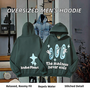 Custom Winter Pullover Hoodie for Unisex Cotton Fleece Streetwear ODM Print Heavyweight Breathable Loose Fit Hooded - Product Image 2