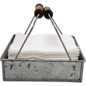 Metal Napkin Holder With Unique Design Galvanized With Wood Handle Napkin Holder Home and Kitchen Hotel Restaurant Decorative - Product Image 5
