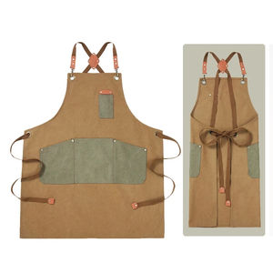 Tablier de chef de cuisine en coton personnalisé noir sans manches bavoir Barista avec logo personnalisé - Product Image 5