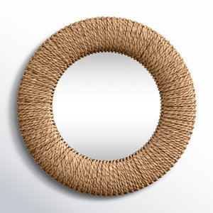 Miroirs muraux à cadre en jonc de mer rond durable et écologique pour la maison, le salon et la chambre à coucher. - Product Image 5