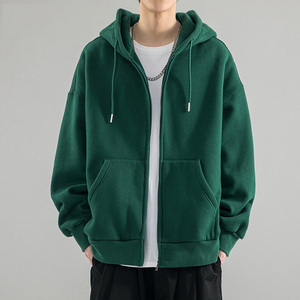 Sweat-shirts à capuche tendance pour hommes, en molleton de coton lourd, coupe ample, style streetwear, sweat-shirts à capuche à fermeture éclair - Product Image 2