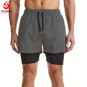 Hot Sale Mens Gym Shorts <b>Drawstring</b> Custom Breathable Quick Dry Spandex/Polyester Flexible Sportswear Workouts Bulk Wholesale - Product Image 2