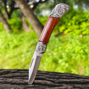 Venta al por mayor personalizado de alta calidad OEM ODM servicio cuchillo doblado de acero inoxidable mango de madera cuchillo de bolsillo al aire libre Camping Supervivencia - Product Image 5