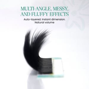 Cils en éventail faciles à poser, texture extra-dimensionnelle, boucles j, volumineux, 0,07, cils en éventail faciles à poser, cils foncés, cils camélia, vente en gros, marque privée - Product Image 4