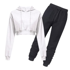 Ensemble de survêtement sportif décontracté 2 pièces sans manches à capuche pour femme, personnalisé OEM, automne-hiver, couleur unie - Product Image 4