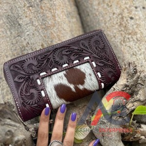 กระเป๋าคลัทช์หนังขนสัตว์สีน้ำตาลทำด้วยมือสำหรับผู้หญิงดีไซน์ที่เป็นเอกลักษณ์สำหรับผู้หญิงกระเป๋าสตางค์สไตล์ตะวันตกขายดี - Product Image 1