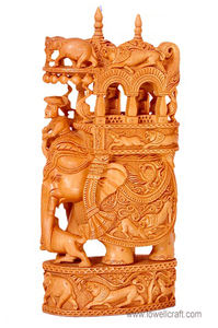 Sculpture d'art indien traditionnel d'éléphant d'Ambari en bois sculptée à la main avec des détails complexes Figurine d'éléphant royal maison - Product Image 6