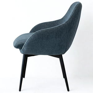 Silla de Comedor LOTUS de Diseño Moderno Europeo, Respaldo Curvo, Cojín Suave, Patas de Metal Negro, Muebles de Comedor - Product Image 3