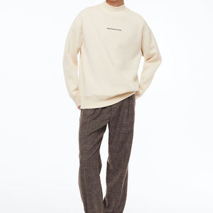 Último diseño de los hombres de cuello redondo personalizado de alta calidad bordado sudadera hombres suelta manga larga liso cuello redondo sudadera - Product Image 3