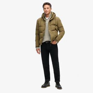 Chaqueta Acolchada para Hombre de Invierno, Cálida y a la Moda, con Capucha, Color Piel, Corte Ajustado, Lisa, con Relleno de Algodón, Dos Bolsillos Delanteros - Product Image 3