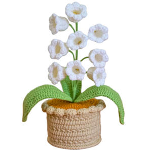Fleurs en ruban à 9 têtes, faites à la main au crochet, en stock, pour plantes en pot, ornement de bureau intérieur PZ - Product Image 1