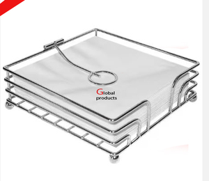 Servilletero decorativo de mesa de metal con acabado plateado de acero inoxidable de nueva apariencia para restaurante y bar de hotel - Product Image 2