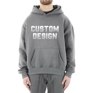Venta al por mayor Streetwear Heavyweight Hoodie Basics algodón mezclado personalizado bordado Puff impresión Plain hombres hoodies - Product Image 1