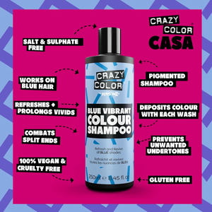 แชมพูสีฟ้าสดใส Crazy Color สูตรวีแกน ปราศจากแอมโมเนีย ช่วยรักษาสีผม - Product Image 3