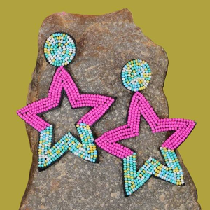 Pendientes de cuentas redondos hechos a mano para mujer, joyería colgante Bohemia colorida, accesorio de moda de declaración ligera, regalo - Product Image 6