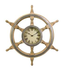 Roue de bateau en bois antique de 42 pouces pour décoration intérieure nautique Roue en laiton murale pour bateau ou marine Pièce de tuyau artisanale - Product Image 2