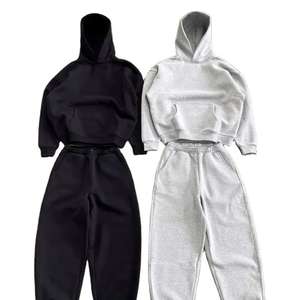 French <b>Terry</b> Acid Wash Fleece Tracksuits Street-wear Sweatpants Hoodie Sets Without String Custom Logo Heavy Weight <b>Bulk</b> - Product Image 6