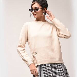 Sudaderas de cuello redondo personalizadas OEM/ODM para mujer, con diseño a medida, tela 100% algodón, mangas largas, ropa informal elegante. - Product Image 1