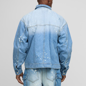 Chaqueta vaquera para hombre, ropa de invierno con varios bolsillos de alta calidad, lavada con piedra desteñida azul claro, OEM/ODM - Product Image 2