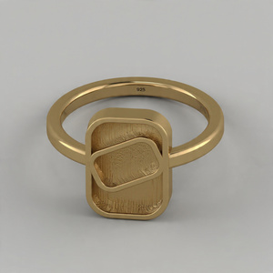 Anillo de Bisutería de Alta Calidad en Oro de 18k y Plata de Ley 925 con Bisel en Forma de Esmeralda de 10x14mm para Guardar Leche Materna, Cenizas o Resina - Product Image 1