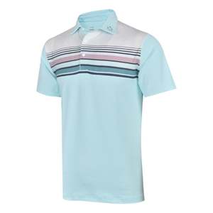 Veste de golf à manches courtes Handee bleu saphir avec rayures blanches et empiècements roses - Product Image 1