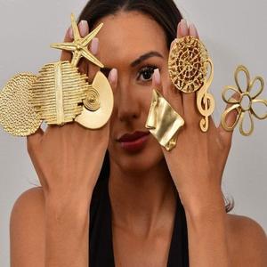 Anillos de dedo de latón minimalistas con estilo para uso diario, joyería, anillos de dedo de latón ajustables con ilustraciones tradicionales - Product Image 2