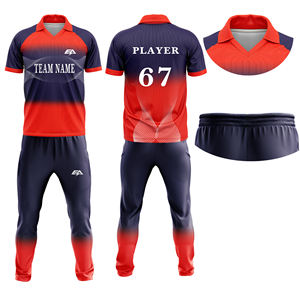 Tissu doux de vêtements de sport de cricket en polyester 100% personnalisé de haute qualité avec coupe et couture par sublimation par fabricant - Product Image 1