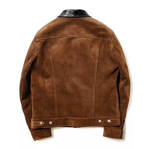 แจ็กเก็ตหนังนิ่มหนังแพะเนื้อบางวัสดุที่ดีที่สุดสำหรับทุกเพศคอปกตั้ง - Product Image 2