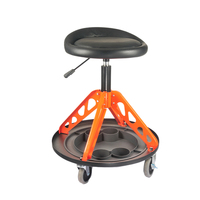 Siège de travail pneumatique réglable robuste sur roulettes avec plateau de rangement pour outils de jardinage
