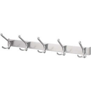 Hermeta 5-<b>Hook</b> Wall <b>Rail</b> Light Alloy Silver Anodized 96mm Projection 102mm Height - Product Image 1