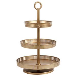 Support à gâteau en laiton de style nouveau, 3 étages, forme ronde, finition blanche et dorée, pour hôtel, boulangerie, anniversaire, cupcakes, pâtisseries, service - Product Image 5