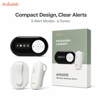 Kit d'alarme compact sans fil Anicebb pour enurésie avec récepteur et capteur à clip, 3 modes d'alerte, 6 sons pour affichage sur écran de suivi des soins