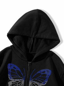 Oem venta al por mayor tasa Hombres Rhinestones sudaderas con capucha transpirable cómodo ropa casual de alta calidad precio barato Rhinestones hombres sudaderas con capucha - Product Image 3