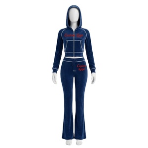 Custom Logo Women Velvet Tracksuits <b>Set</b> Fitness Active Wear Velour Yoga <b>Set</b> Zip Jacket with Flared Pants Gym 2 Piece <b>Set</b> - Product Image 1
